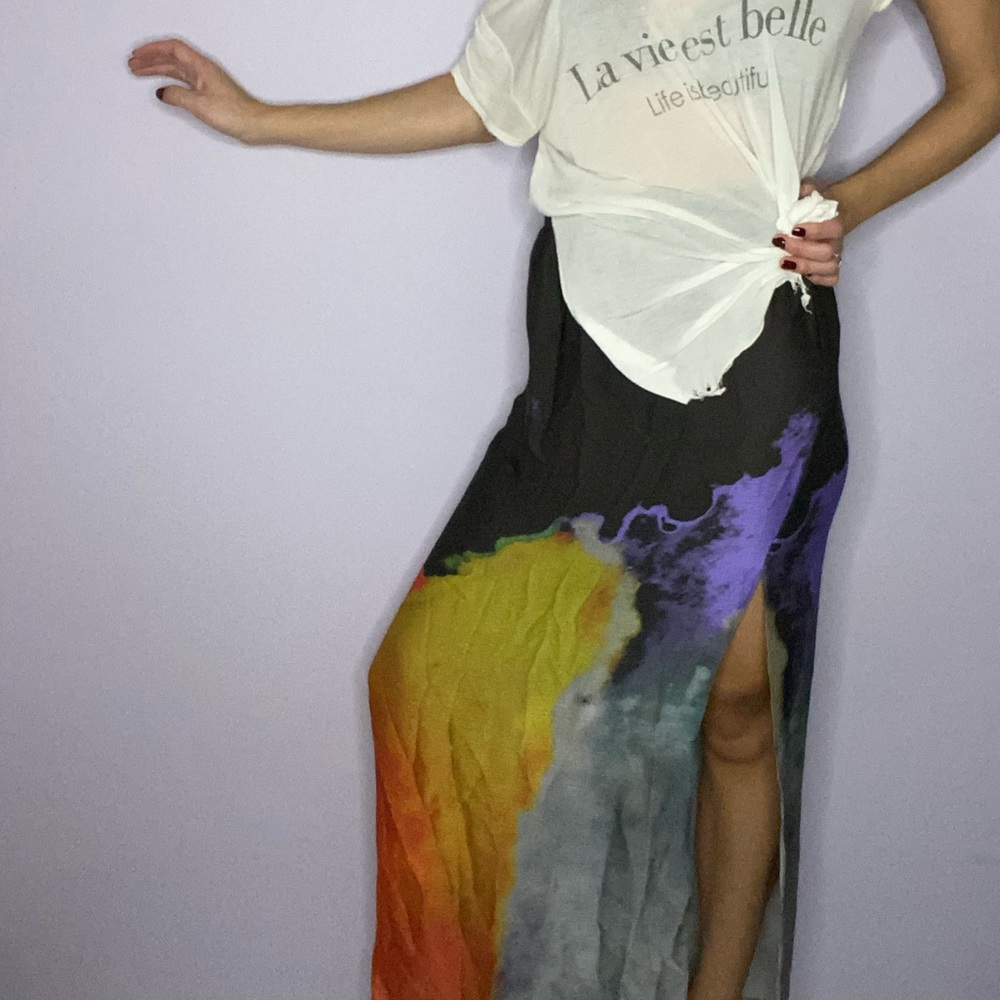 Topshop maxi skirt with side splits. US 4 (uk 8)